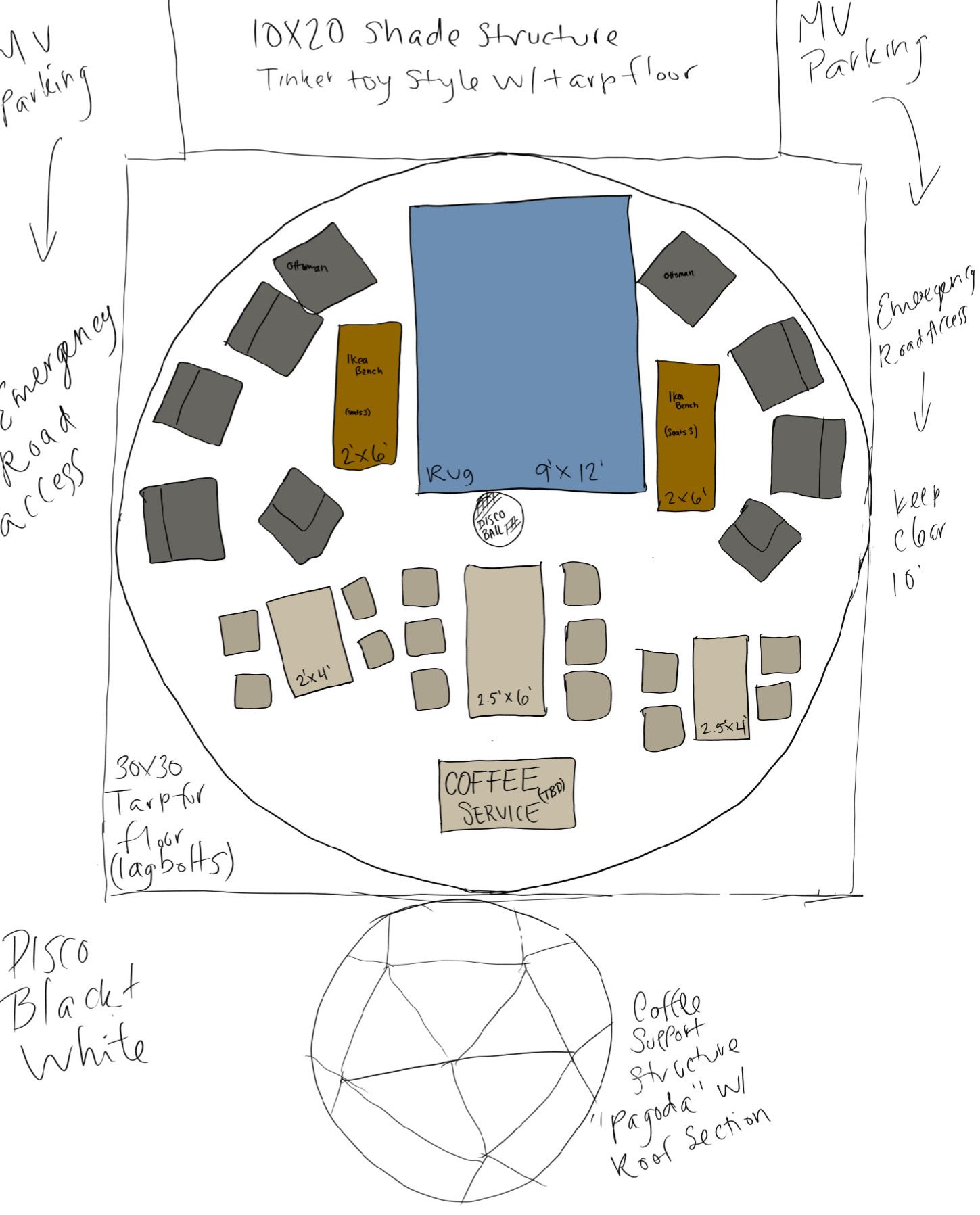 Early floor plan design sketch